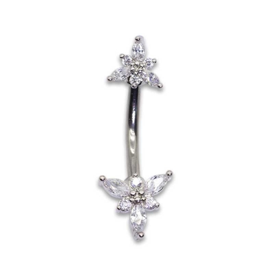 Bunga Double Belly Button Piercing Jewelry 12mm 316 Stainless Steel