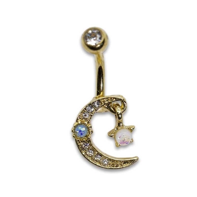 Shiny Moon Star Menjuntai Belly Button Piercings Jewelry permata imitasi opal ODM