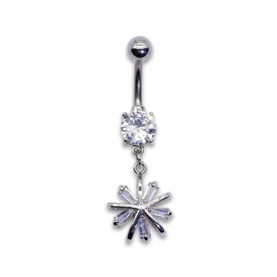 Snow Flower Belly Button Piercings Jewelry 316 Stainless Steel Berlapis Perak