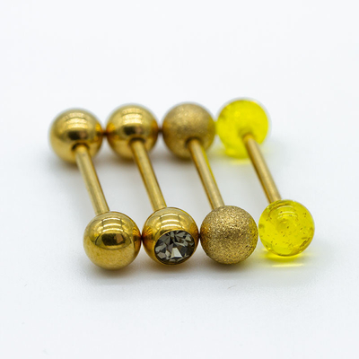 Manik-manik akrilik 4 pcs per set perhiasan tindik cincin lidah 16mm 14G Golden Moon