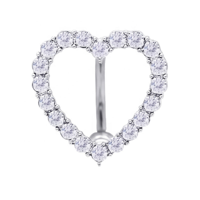 Cincin Pusar Perak Cincin Zirkon Mengkilap Love Heart Navel Jewelry Piercing