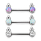 Shiny Opal Gems Pure Titanium G23 Nipple Rings 14G 1.6mm Warna baja