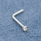 L Bentuk 316 Stainless Steel Perhiasan Tindik Hidung 20G 0.8mm Kristal bening