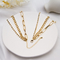 Round Hoop Gold Fashion Necklace Dengan Pandent Three Circles Lock Menjuntai Jewelry