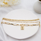 Round Hoop Gold Fashion Necklace Dengan Pandent Three Circles Lock Menjuntai Jewelry