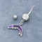 Perhiasan Tindik Tubuh Zirkon Ganda Perhiasan Tubuh Dolphin Perak 6mm