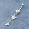 12mm Rumbai Silver Belly Button Piercing Berlian Bulat 316 Perhiasan Tubuh Stainless Steel