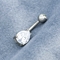 Perhiasan Tindik Tubuh Bulat Tear Drop Crystal Belly Ring Double zircon 10mm