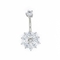 Clear Zircons Round Steel Belly Button Rings 12mm Flower Belly Bar