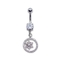 Perak Barbel Belly Button Piercings Jewelry 10mm Zircon Flower Menjuntai baja bedah