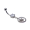 Perak Barbel Belly Button Piercings Jewelry 10mm Zircon Flower Menjuntai baja bedah