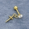 Clear Cz Gems Gold Ear Studs Helix Piercing Earrings 16G Dengan Cross Dangle