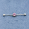 Pink Zircon Stone Industrial Bar Jewelry 40mm Bedah Baja Tindik
