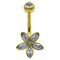 Bunga Kristal Marquise Perak Emas Cincin Perut Pusar Bedah Baja Tindik 14G