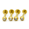 Labret Stud Lip Gold Disepuh Bedah Baja PIercing Jewelry 4pcs / Set Dengan Zirkon