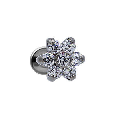 Perhiasan Tindik Titanium Kristal Warna-warni Benang Internal Gaya Labret Cincin Hidung