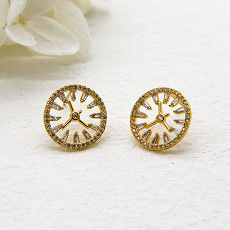 Anting Perhiasan Fashion Wanita Kecil Sterling Silver Pearl Huggie Earrings